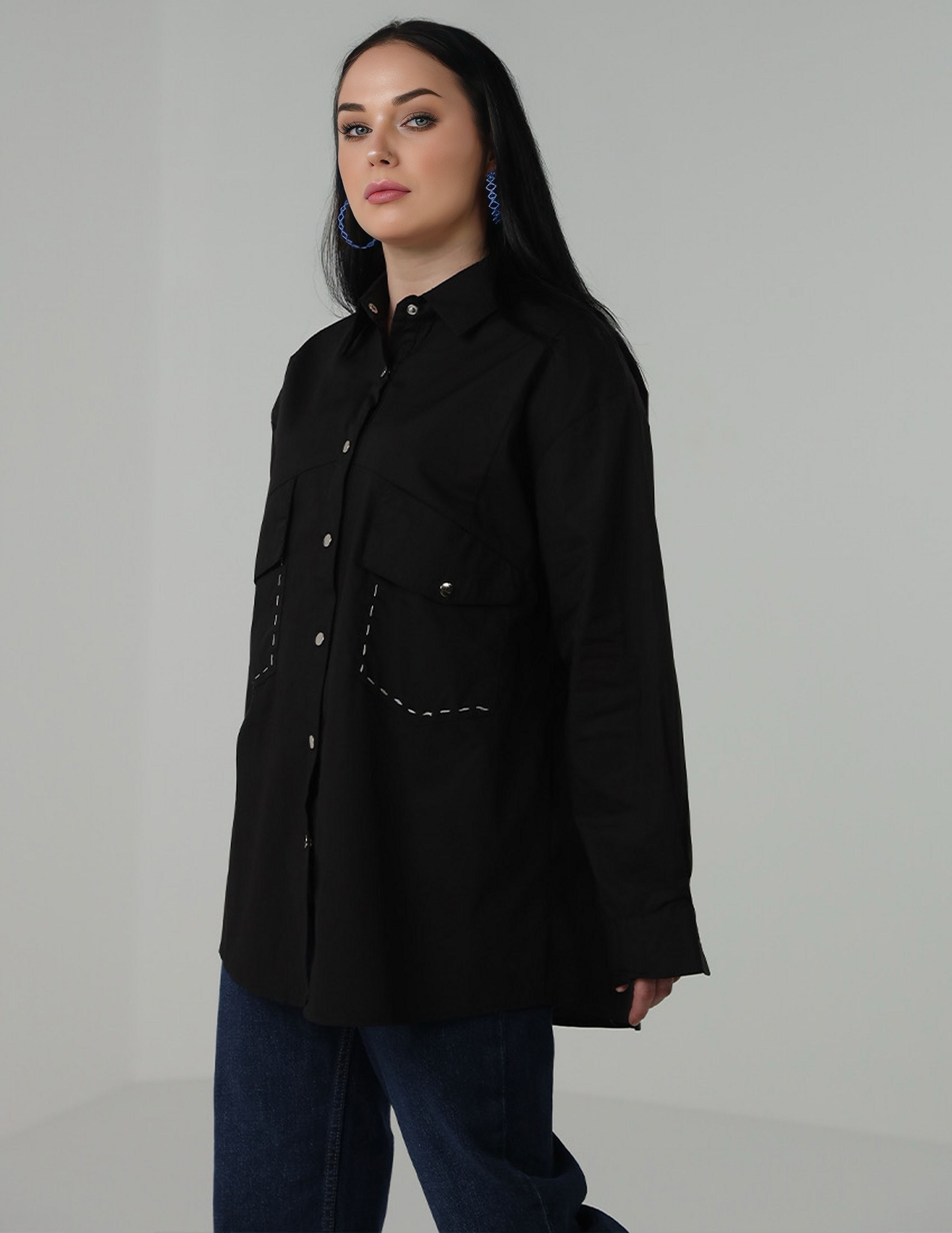 Black shirt with two packets