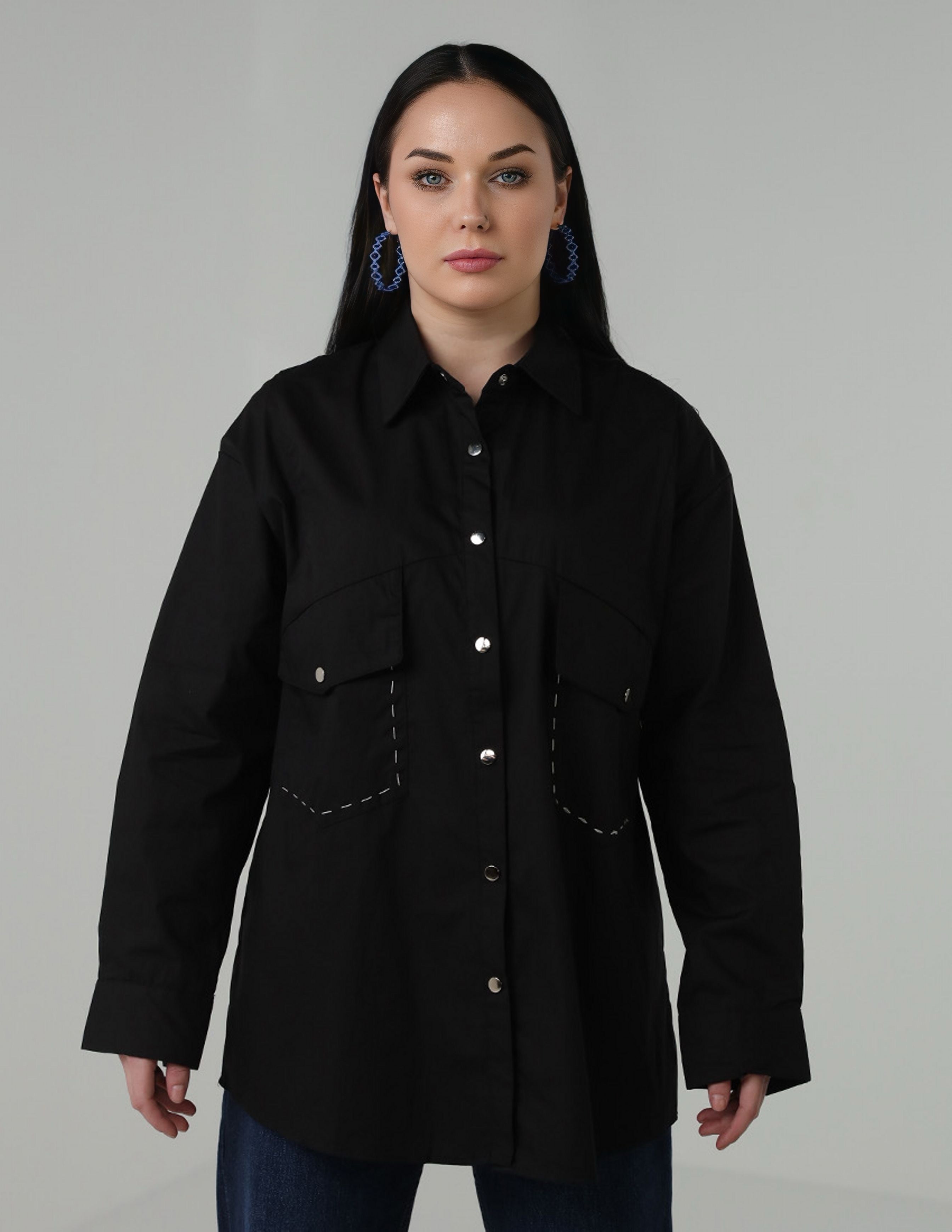Black shirt with two packets