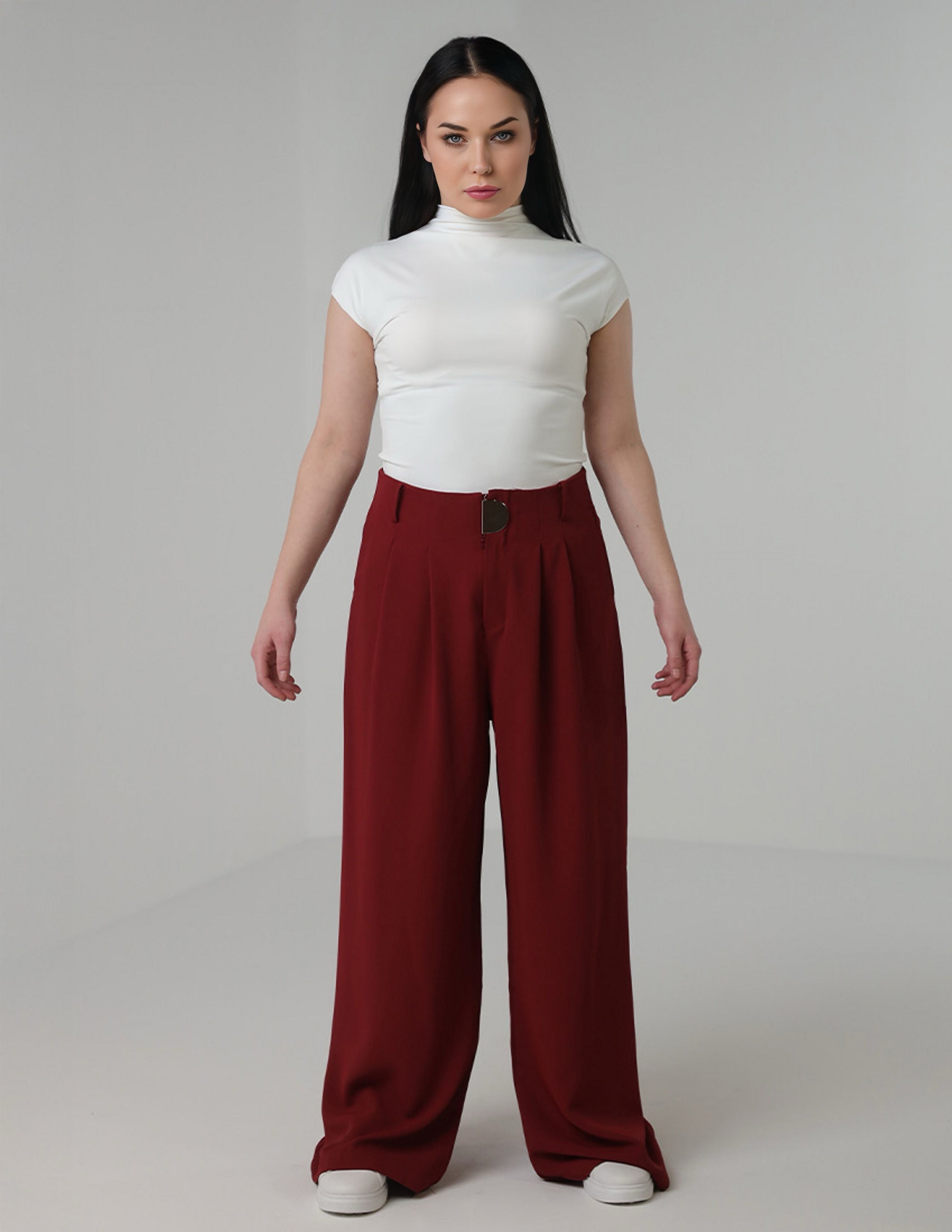 Wide-Leg pants with silver ring