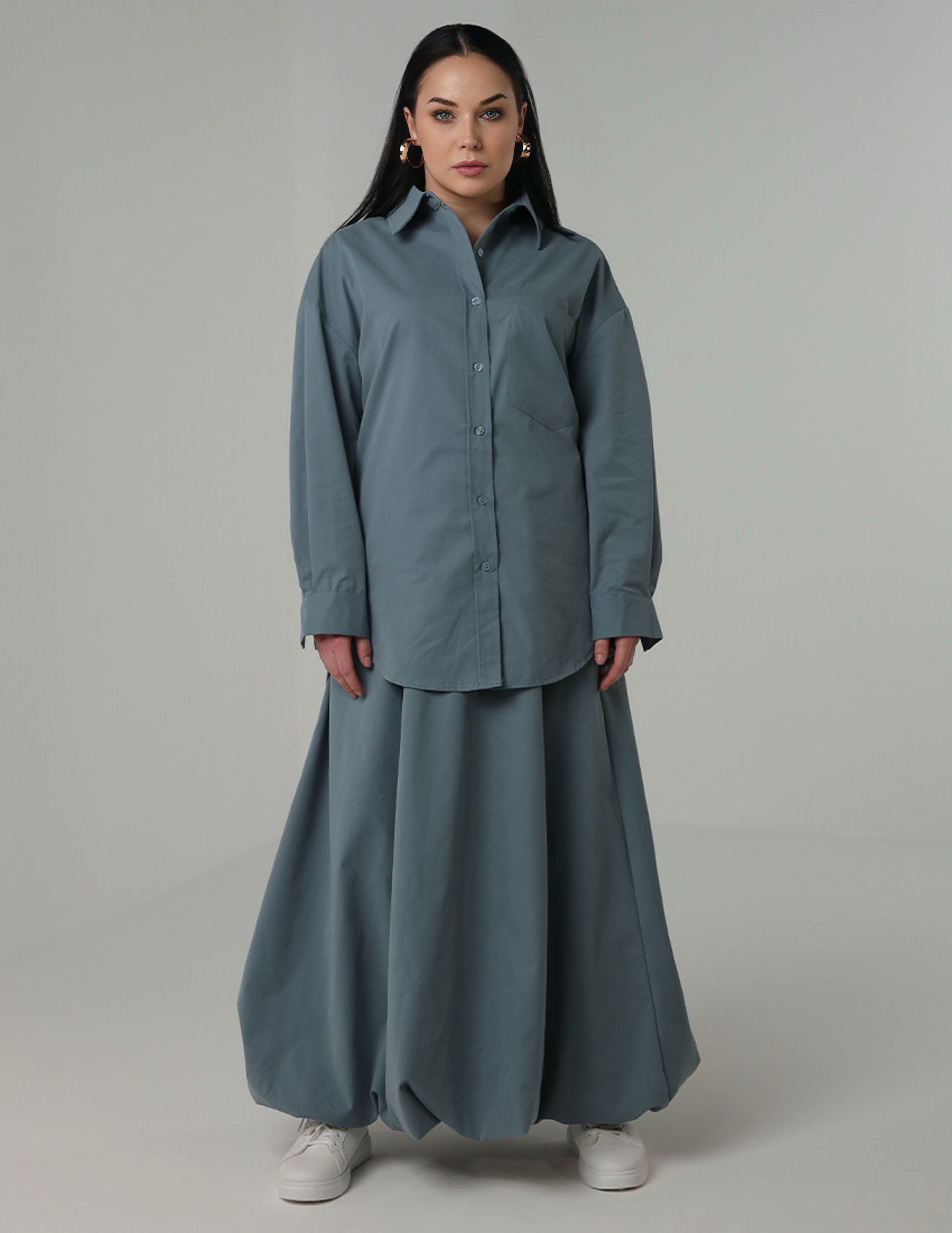 طقم قميص مع تنورة بالون