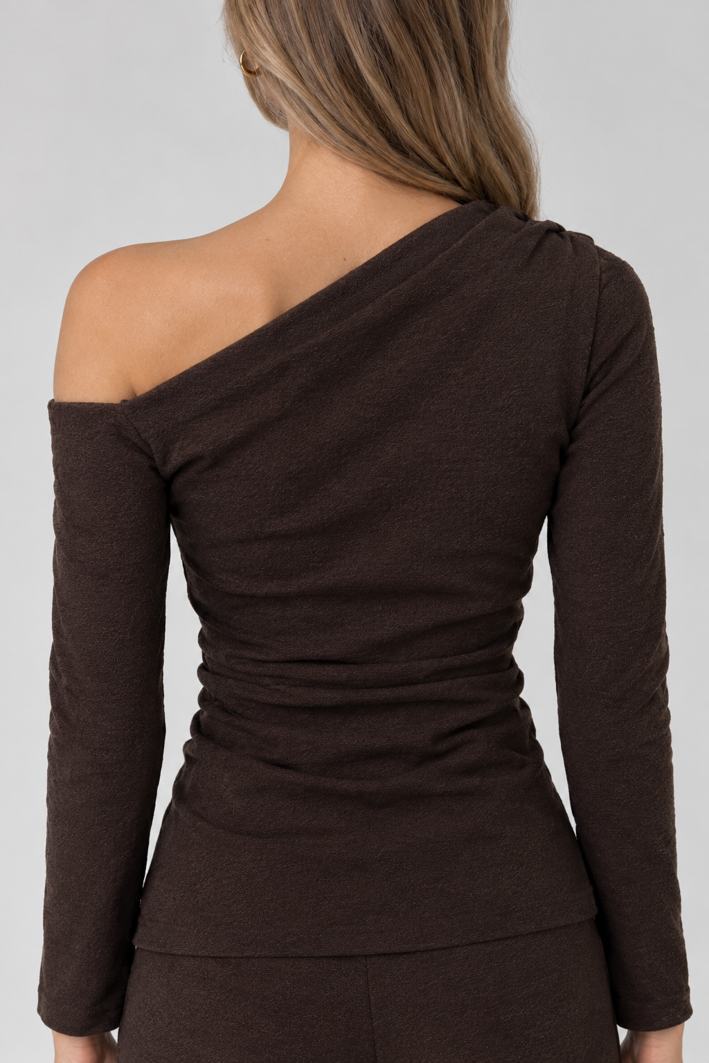 Top One Shoulder Slim Fit Chocolate Brown