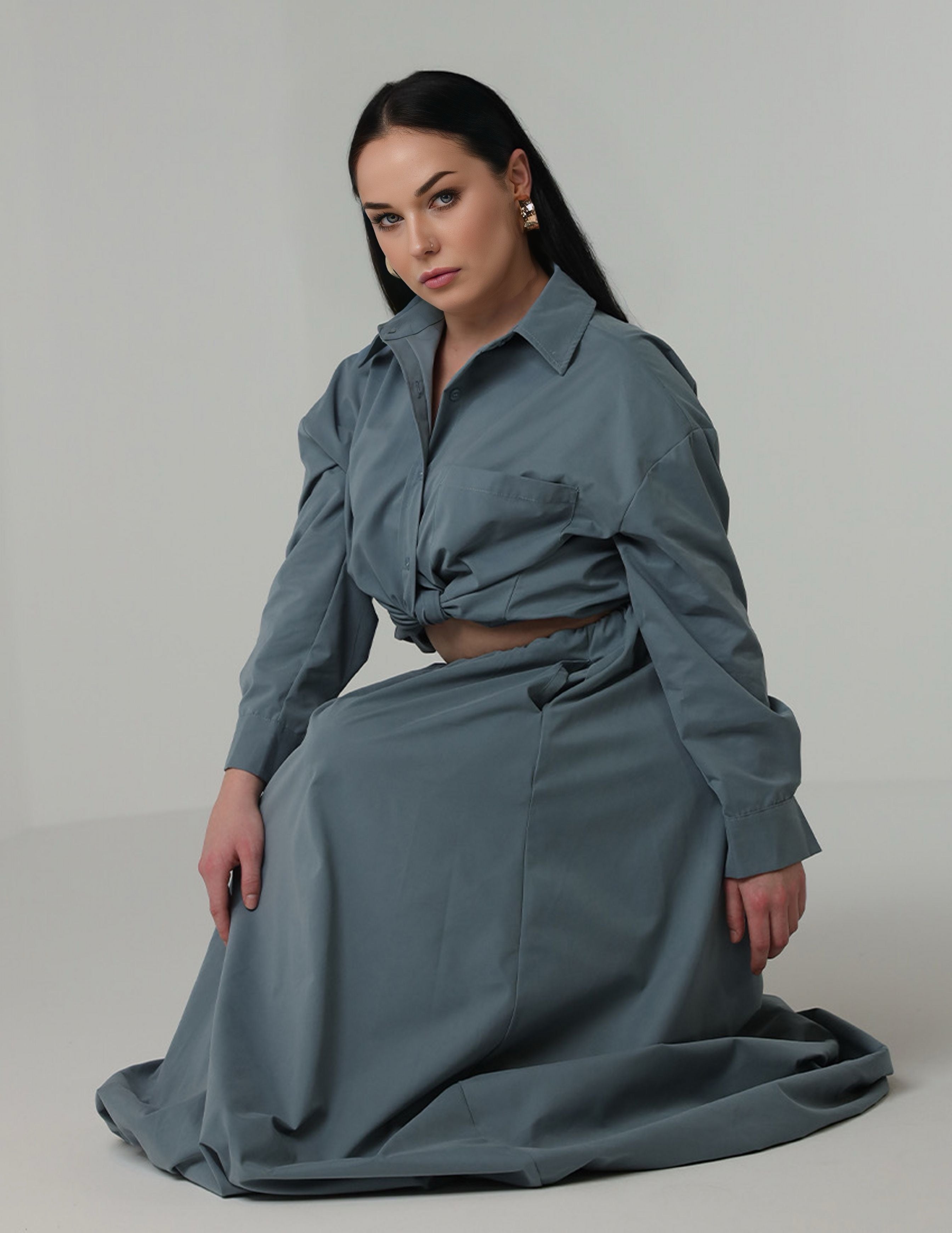 Shirt set with balloon skirt