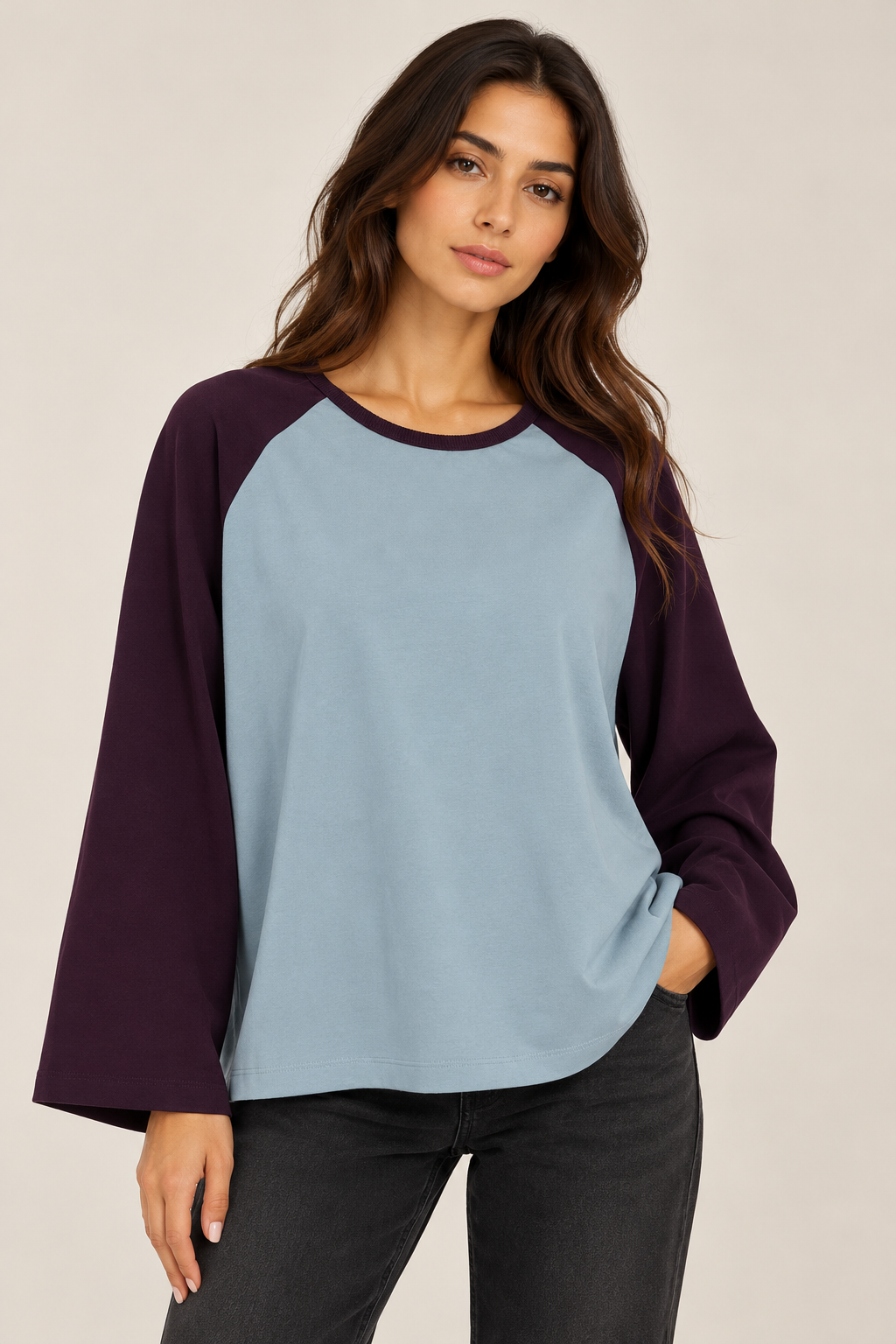 Oversized two-tone blouse
