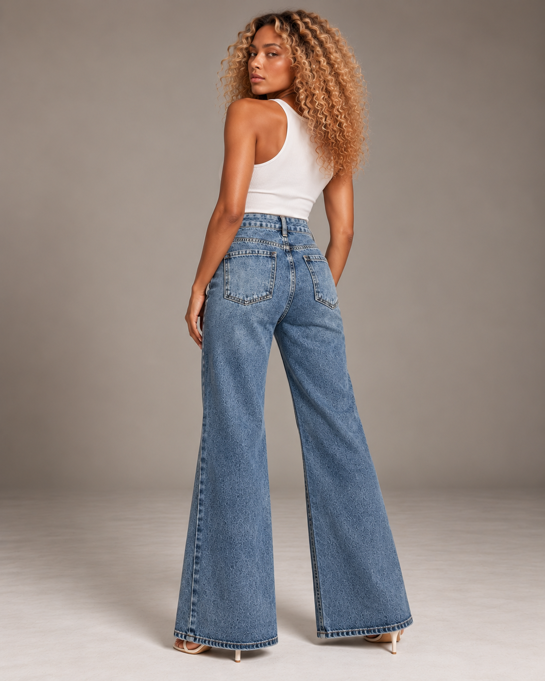 Blue flared jeans