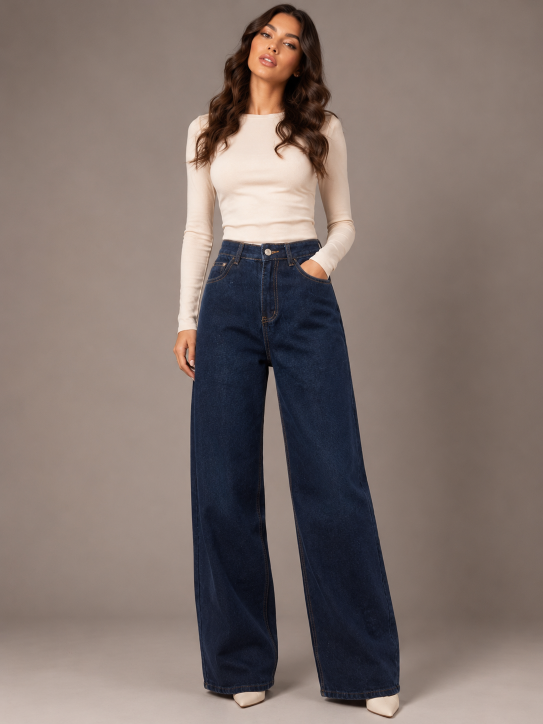 Dark blue baggy jeans