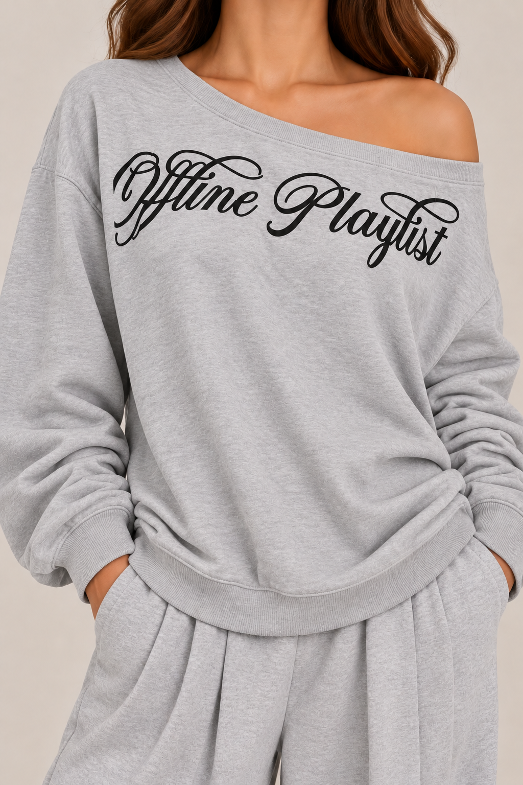 Off-shoulder blouse oversized chest word