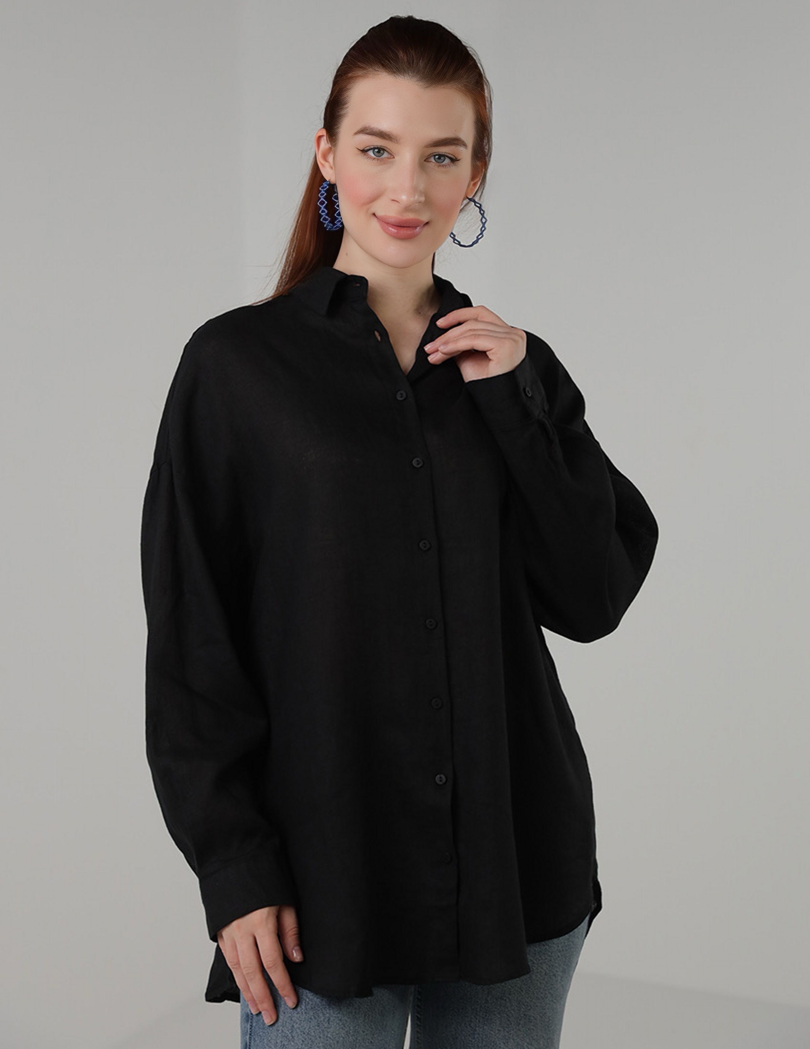 FeatherTouch Oversized Linen Shirt