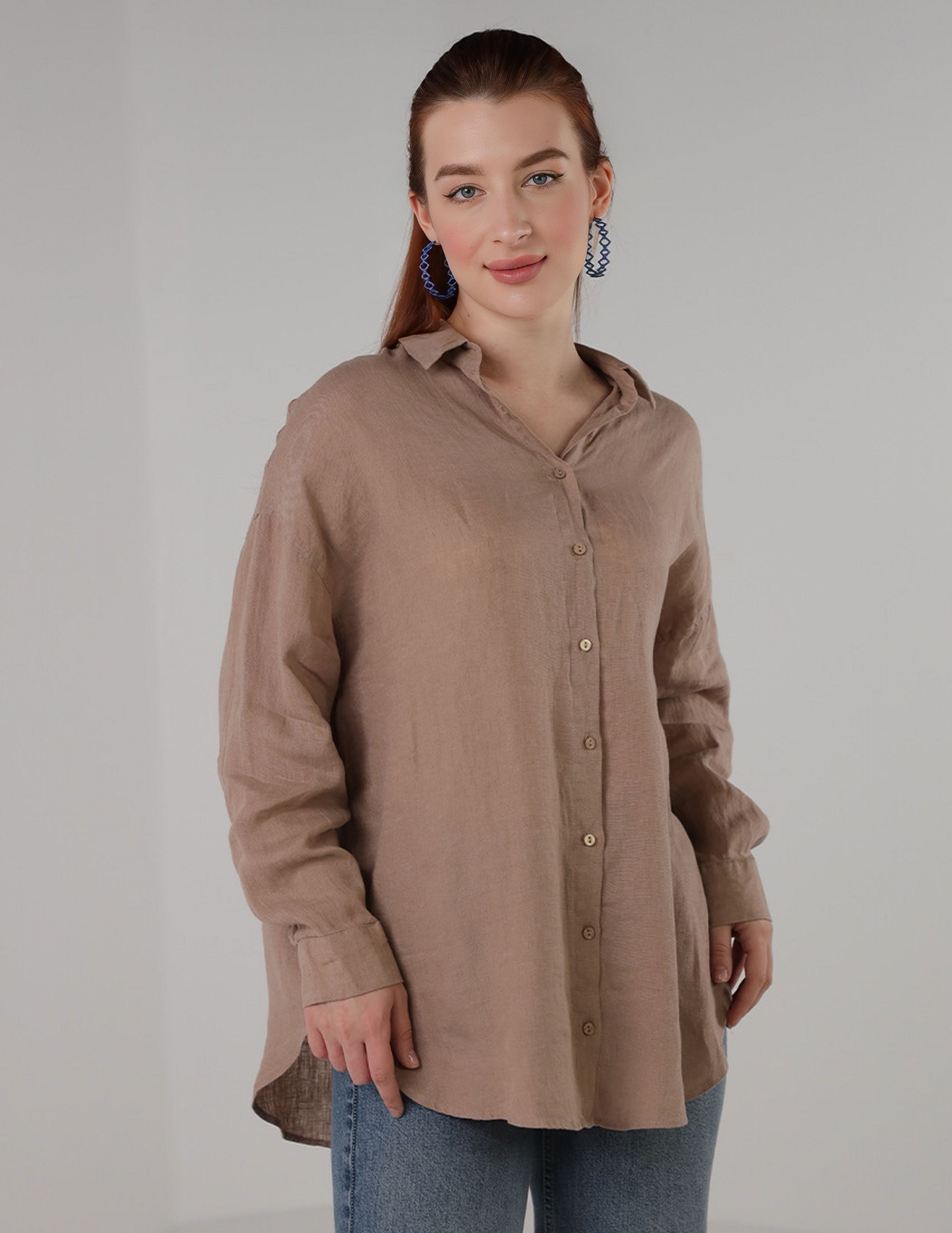 FeatherTouch Oversized Linen Shirt
