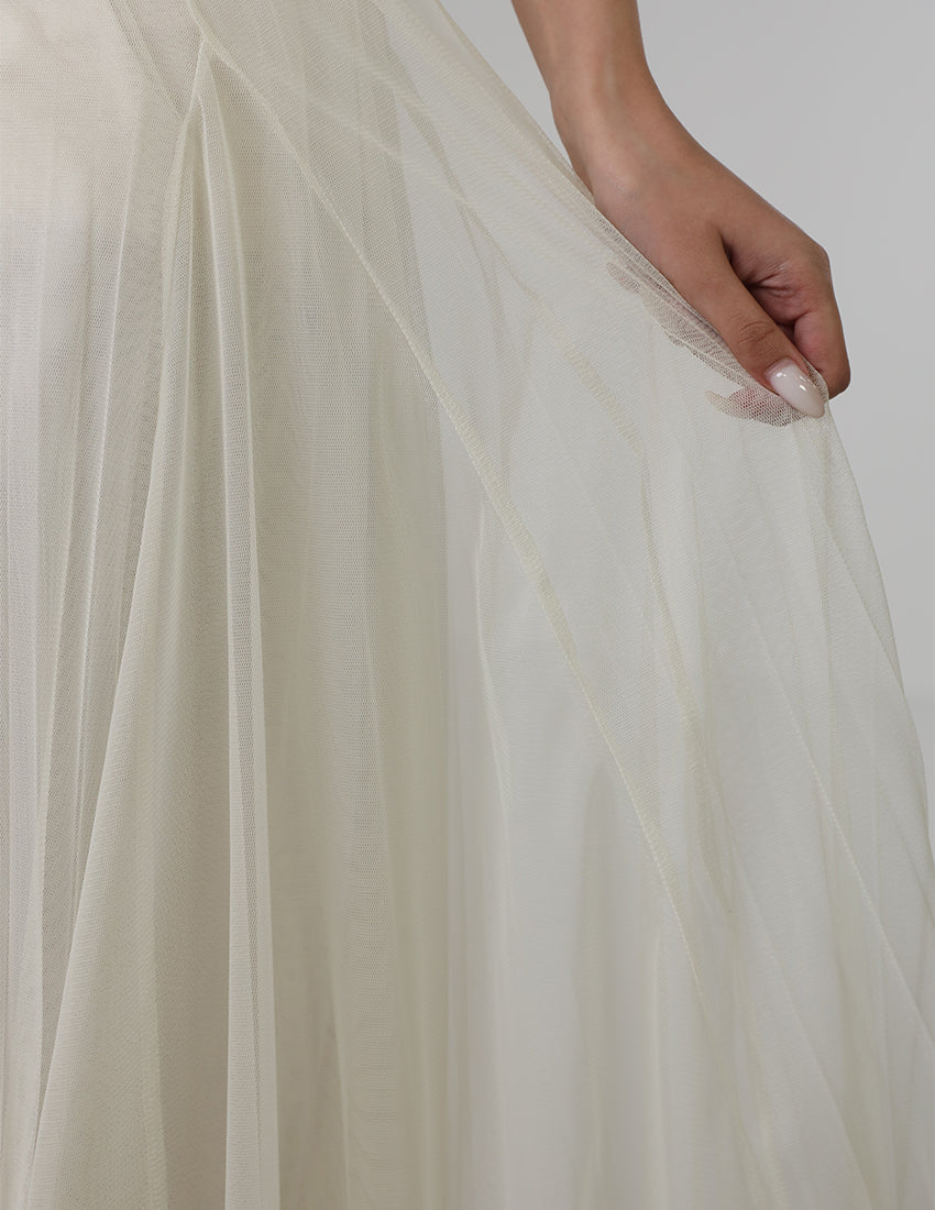 تنورة ماكسي مطوية من الشيفون