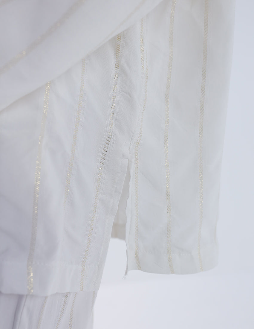 بدلة كتان مخططة من قطعتين