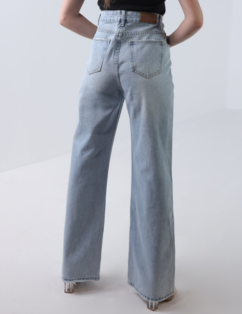 High-west Straight cut jeans in light blue