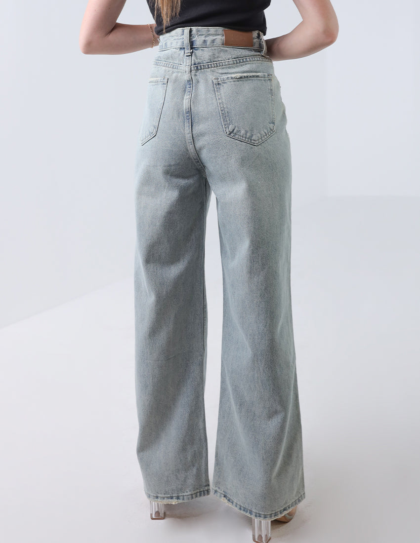 Gray Wide Leg Denim
