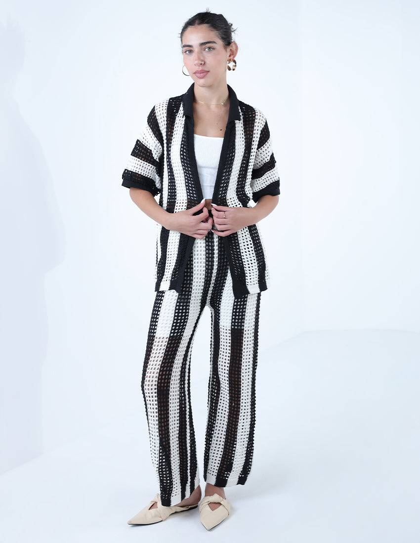 Tricot Stripped Mesh Set