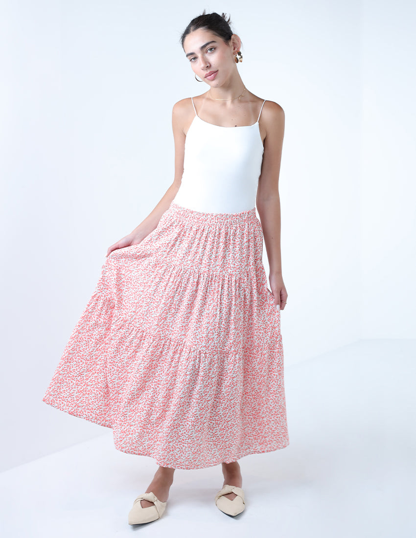 Floral Print Midi Skirt