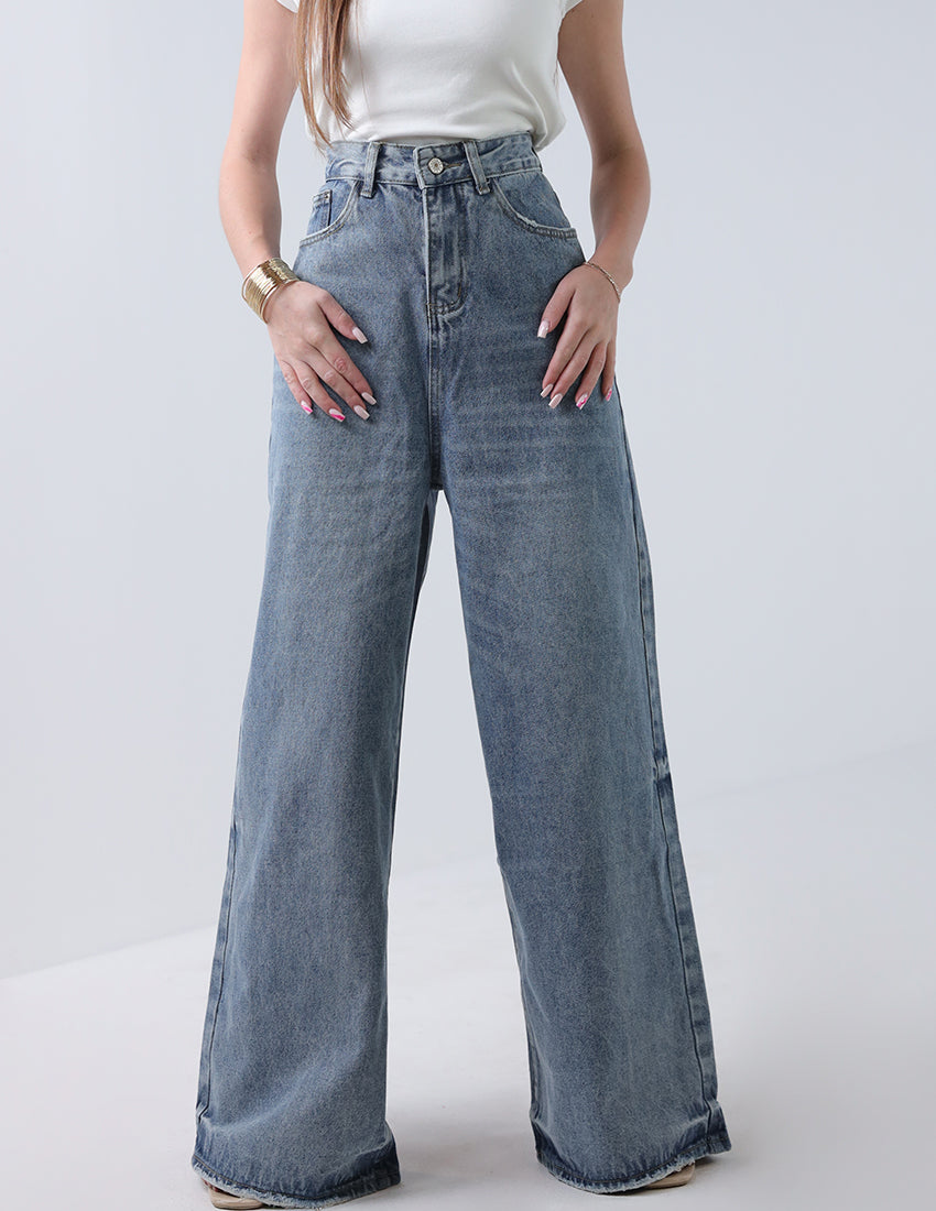 High-Waist Wide-Leg Jeans Blue