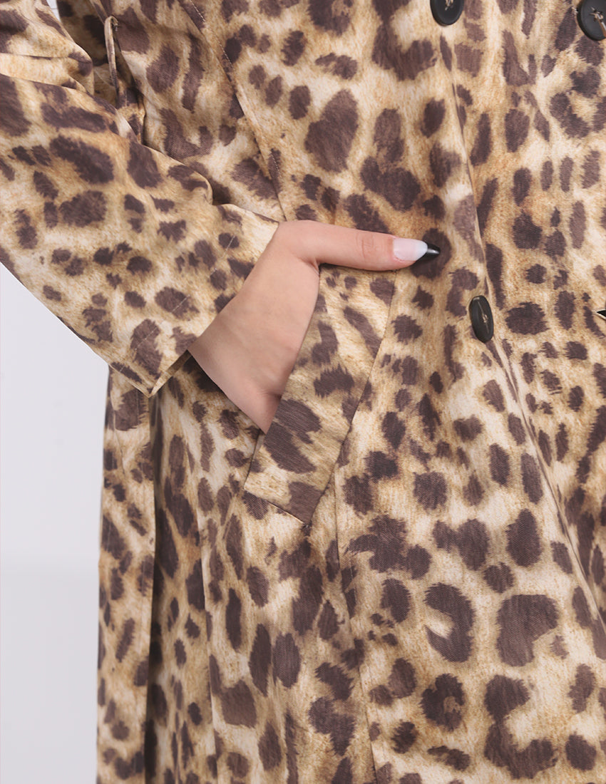 Tiger trench coat with sleeve patch