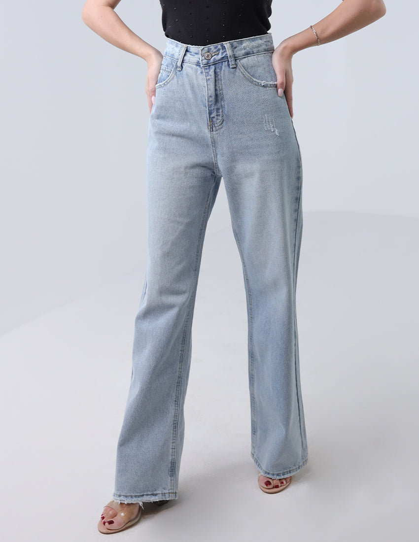 High-west Straight cut jeans in light blue
