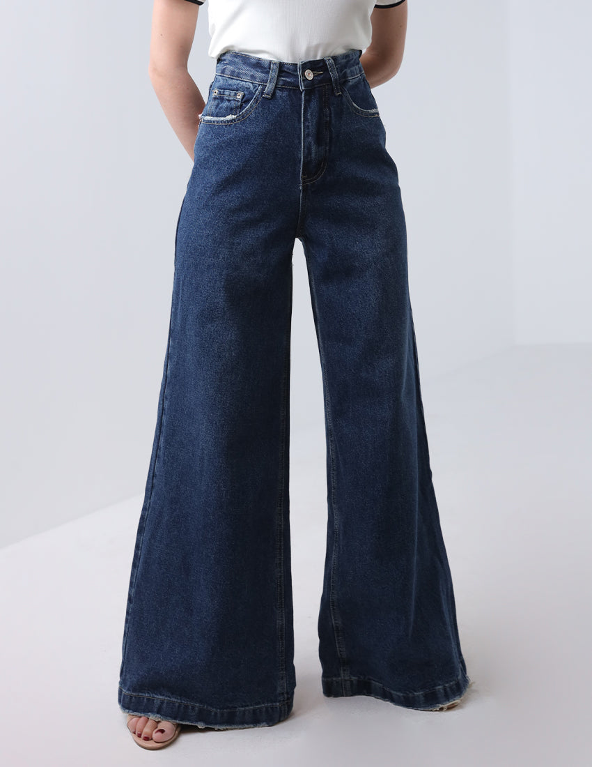 Wide Leg Navy Denim