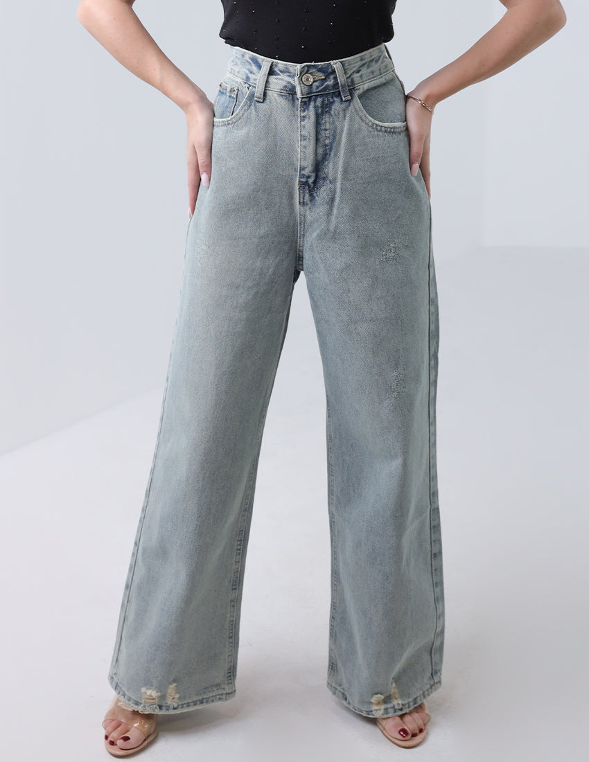 Gray Wide Leg Denim
