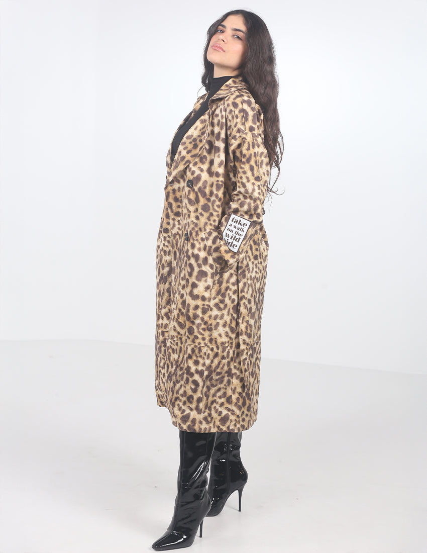 Tiger trench coat with sleeve patch