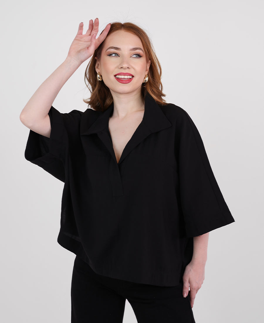 Black collared blouse