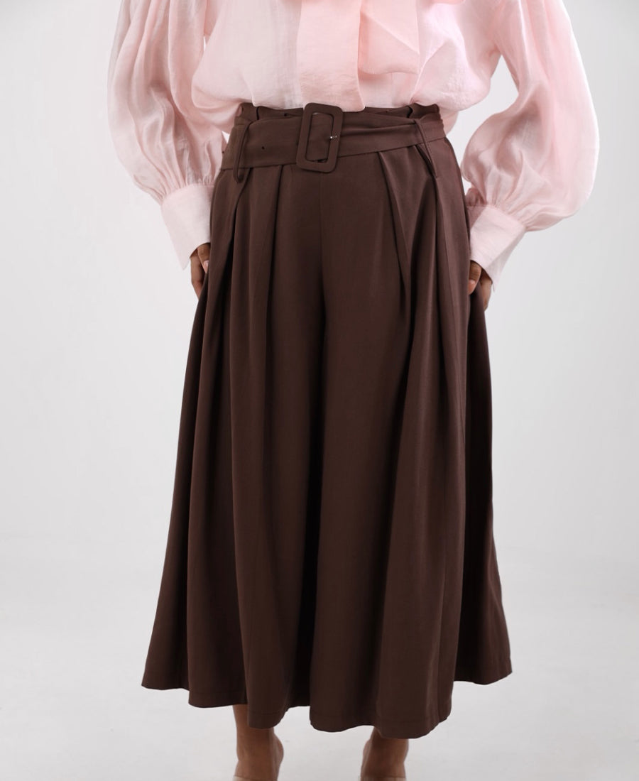 Palazzo trousers with belt