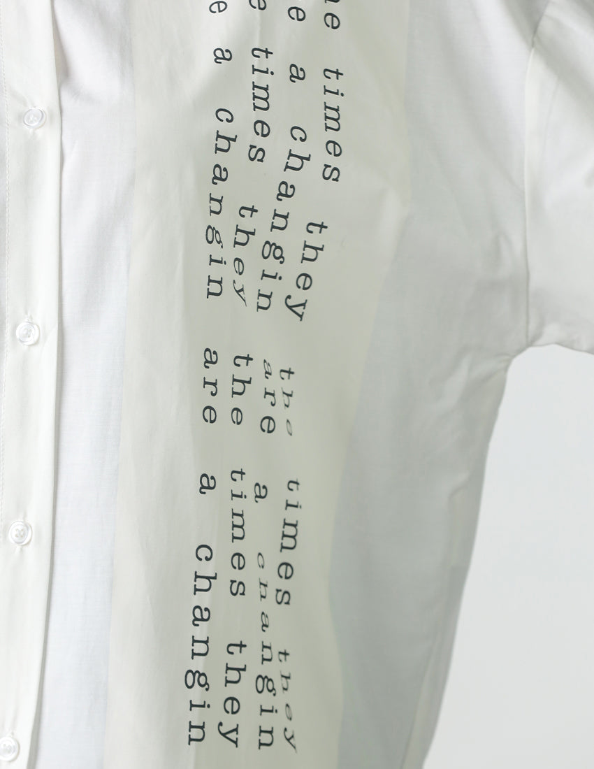 Oversized white shirt with side lettering