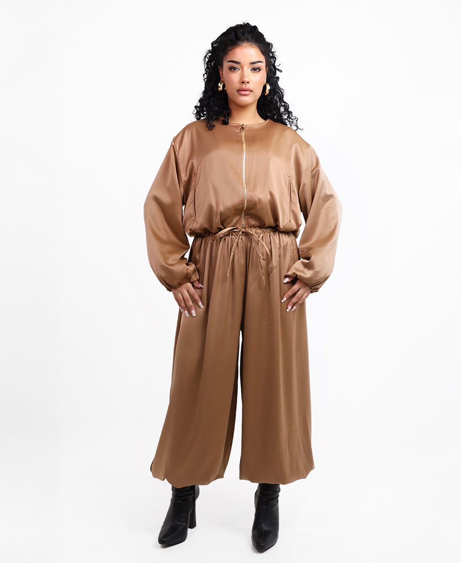 Two-piece satin set Free size Jacket