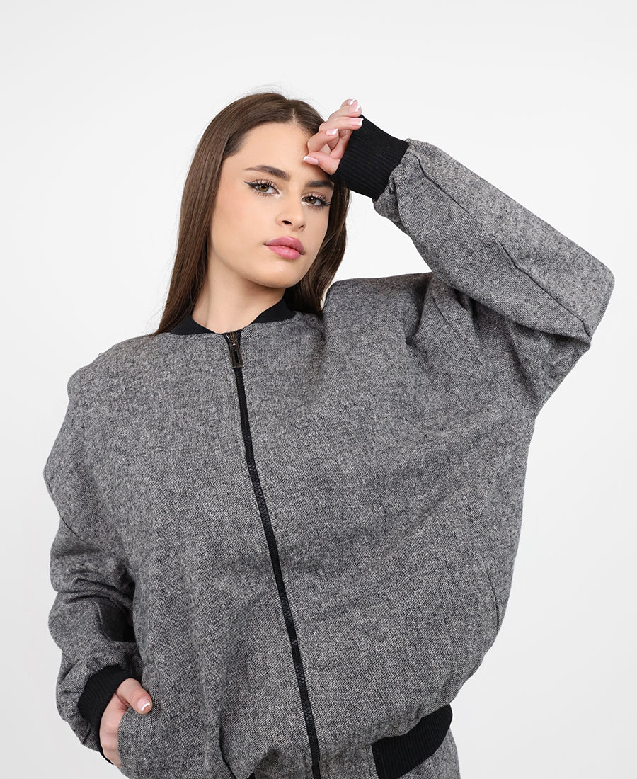 Melange grey zip-up jacket