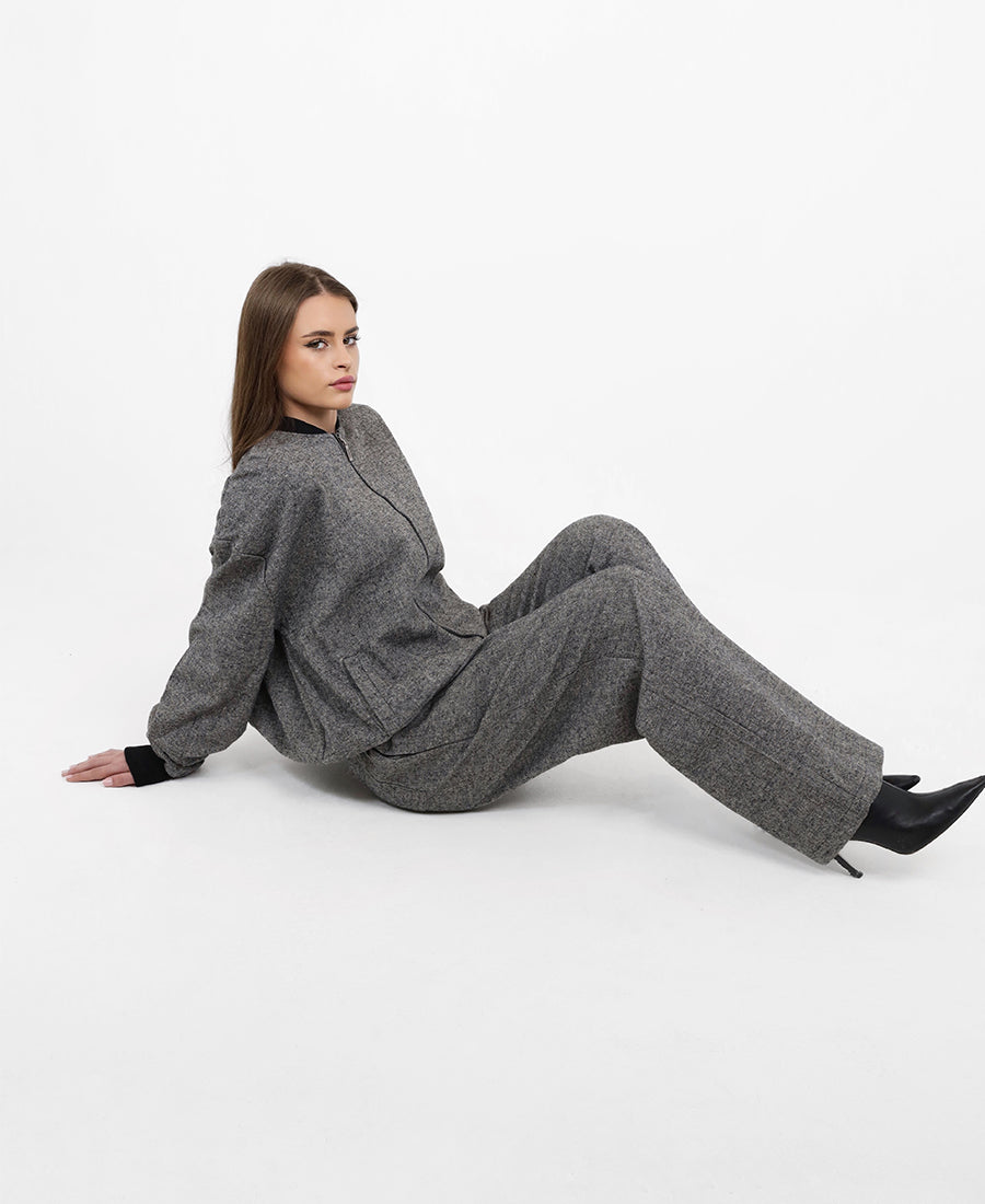 Melange straight-leg trousers