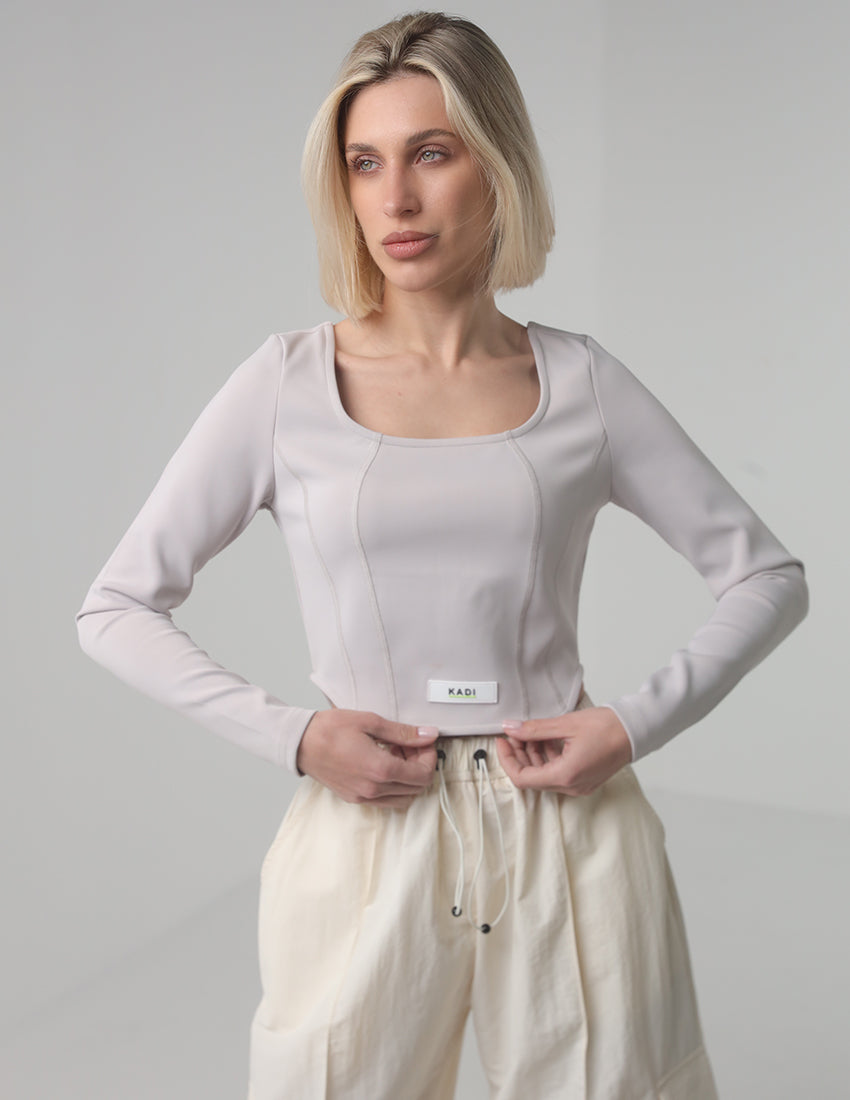 Fitted Long-Sleeve Crop Top