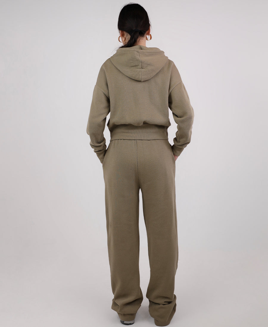 Training jacket with a hat and straight-cut trousers