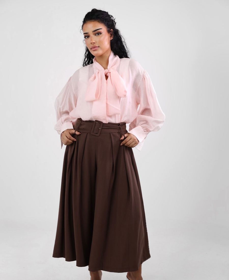 Palazzo trousers with belt