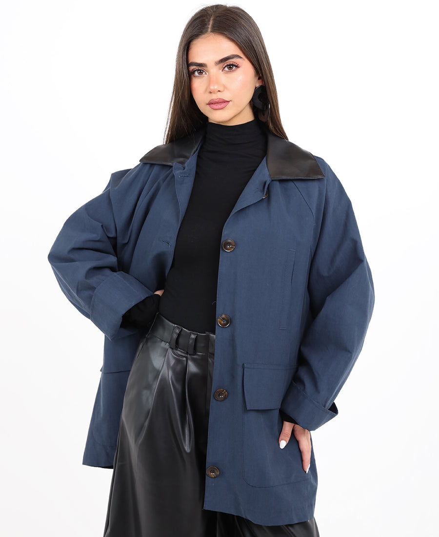 Oversized jacket with buttons