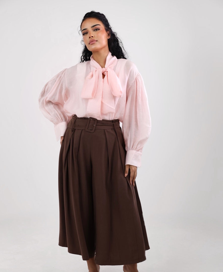 Palazzo trousers with belt