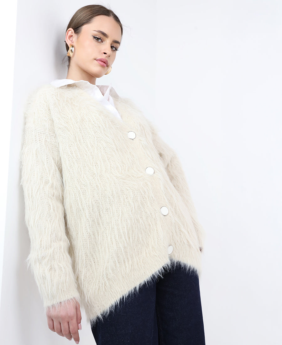 Wool cardigan with buttons