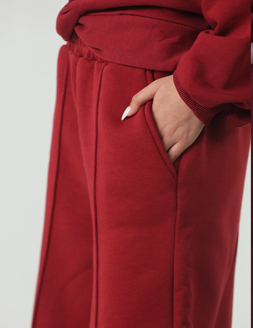 Wide leg sweatpants cotton with center line