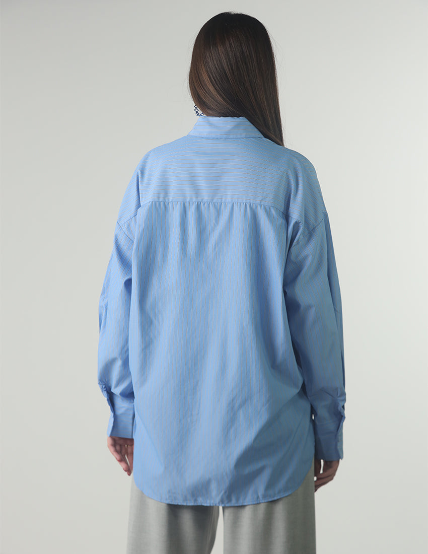 Oversized light blue striped shirt