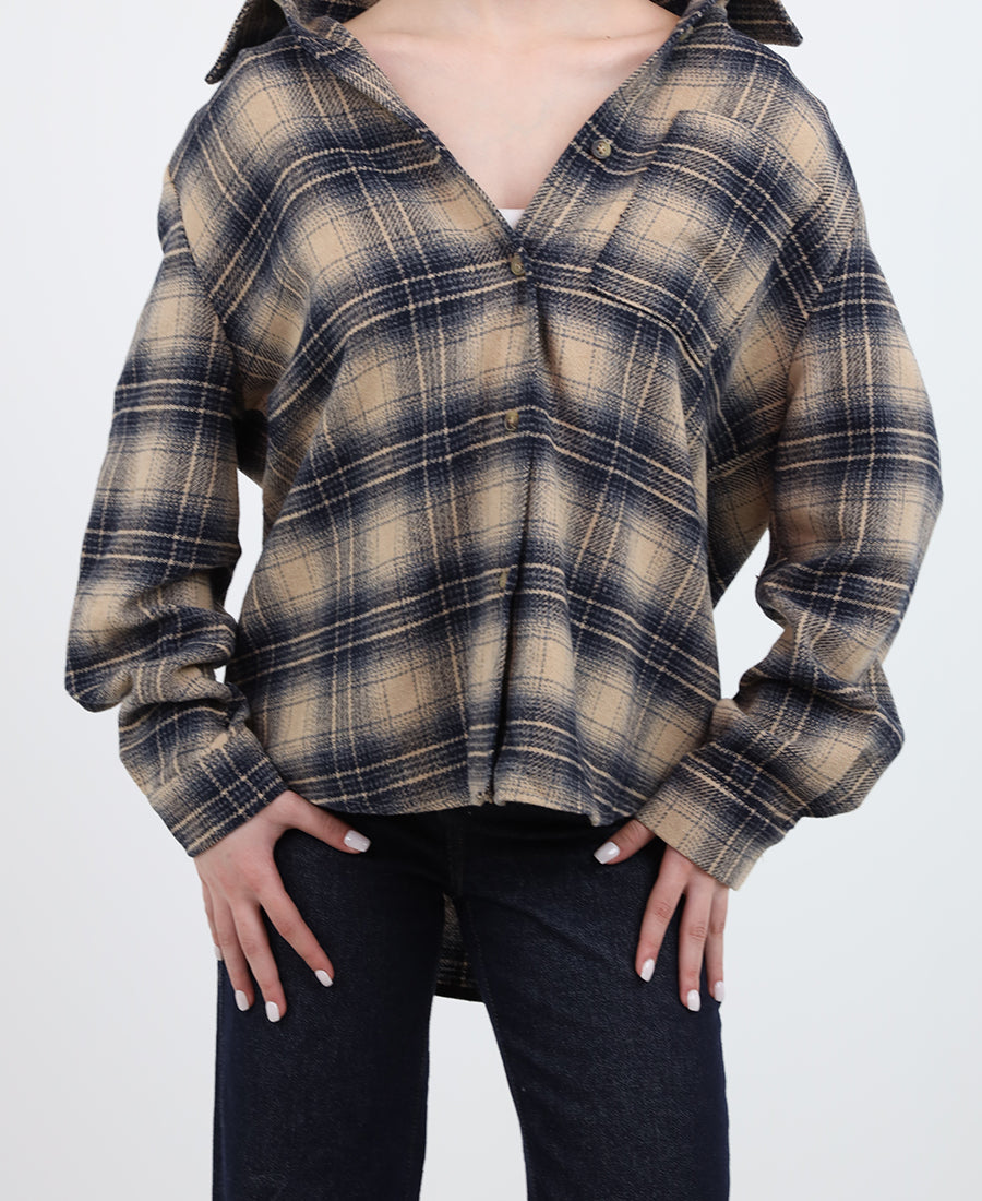 Checkered shirt with writing on the back