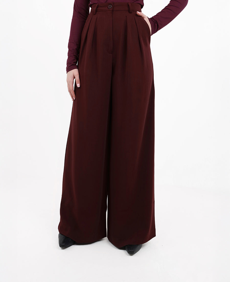 High-waisted, wide-leg pants