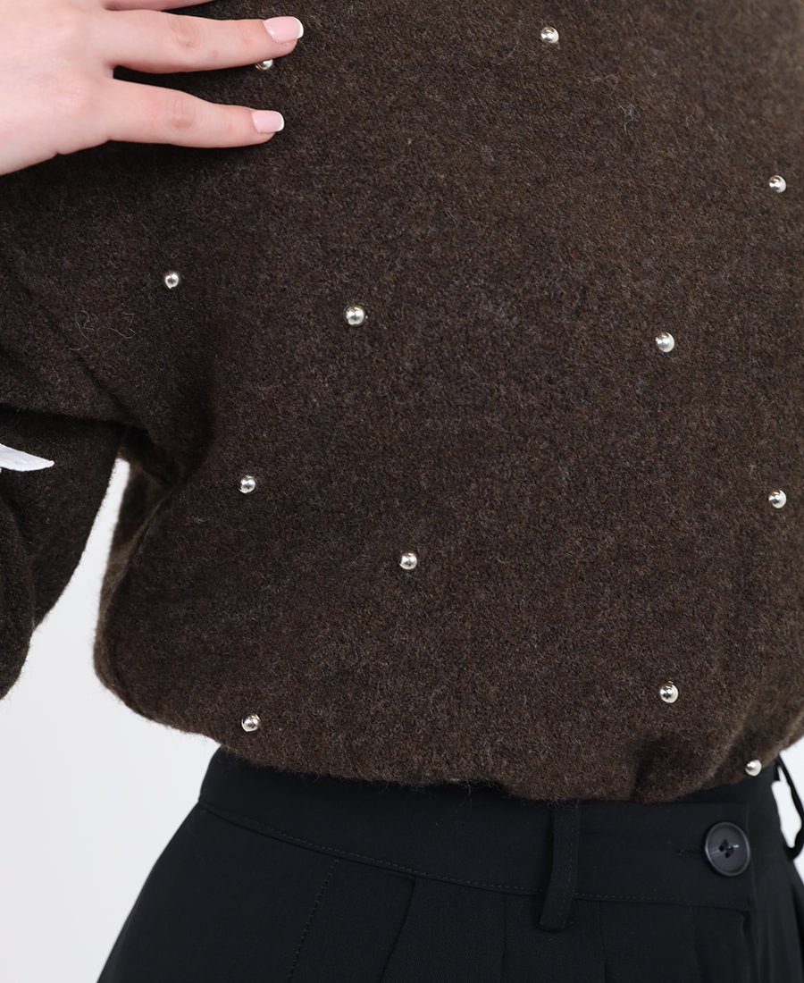 Rhinestone wool blouse