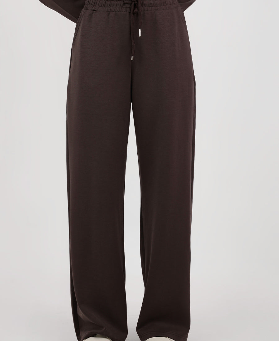 Wide leg sweatpants with tie waist