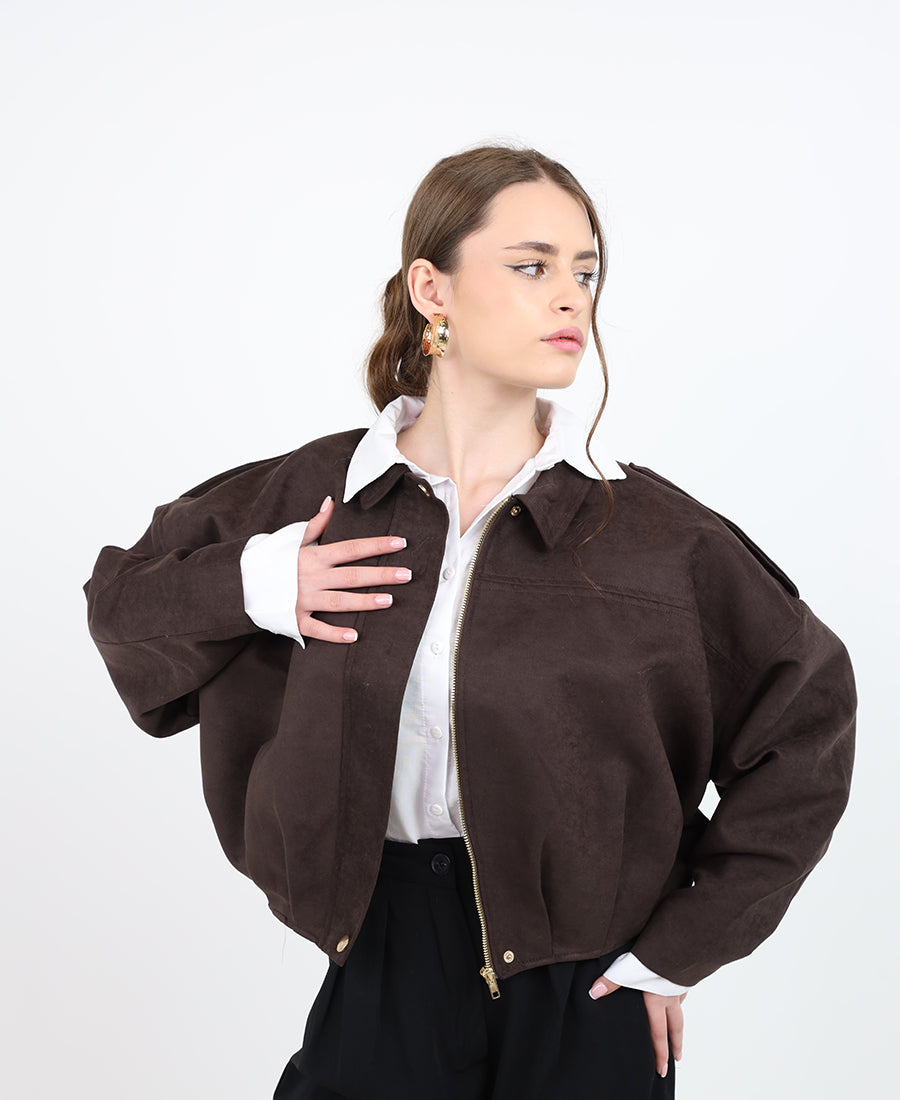 Oversized bomber cut jacket