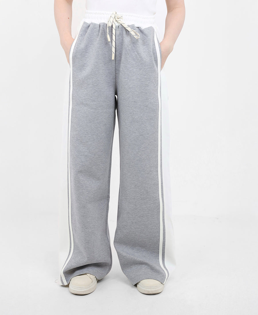 Wide-leg, two-toned track pants