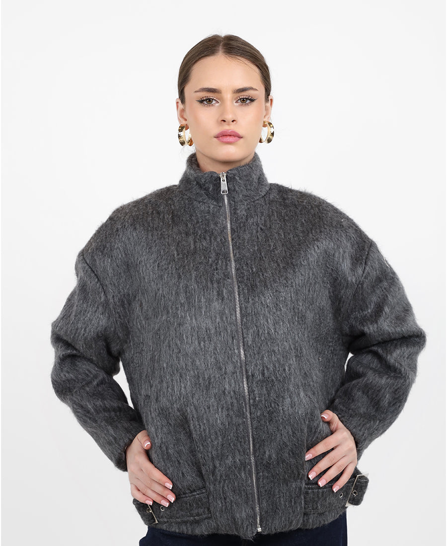 Zippered fur jacket