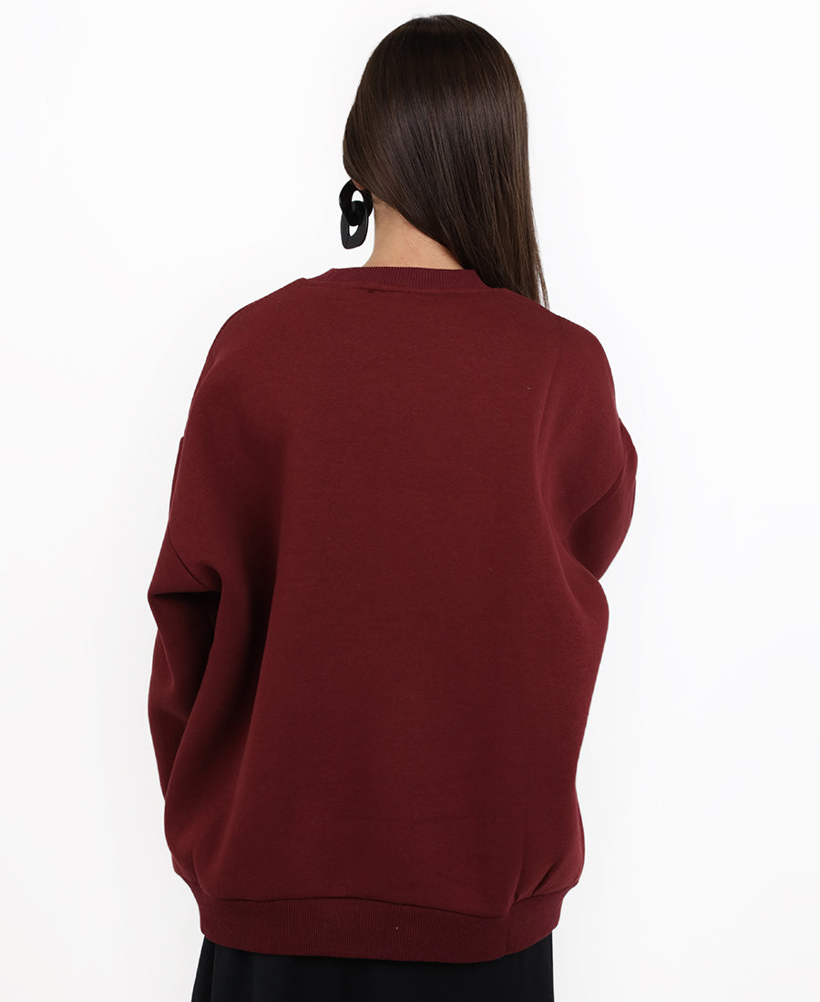 Oversized sweater "R" burgundy