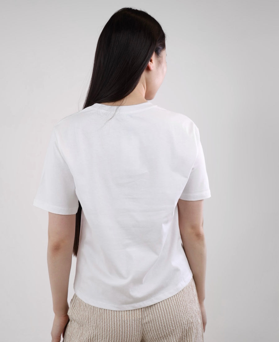 White T-shirt with tricot pocket