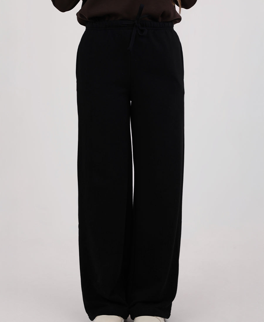 Sweatpants straight cut waist tie