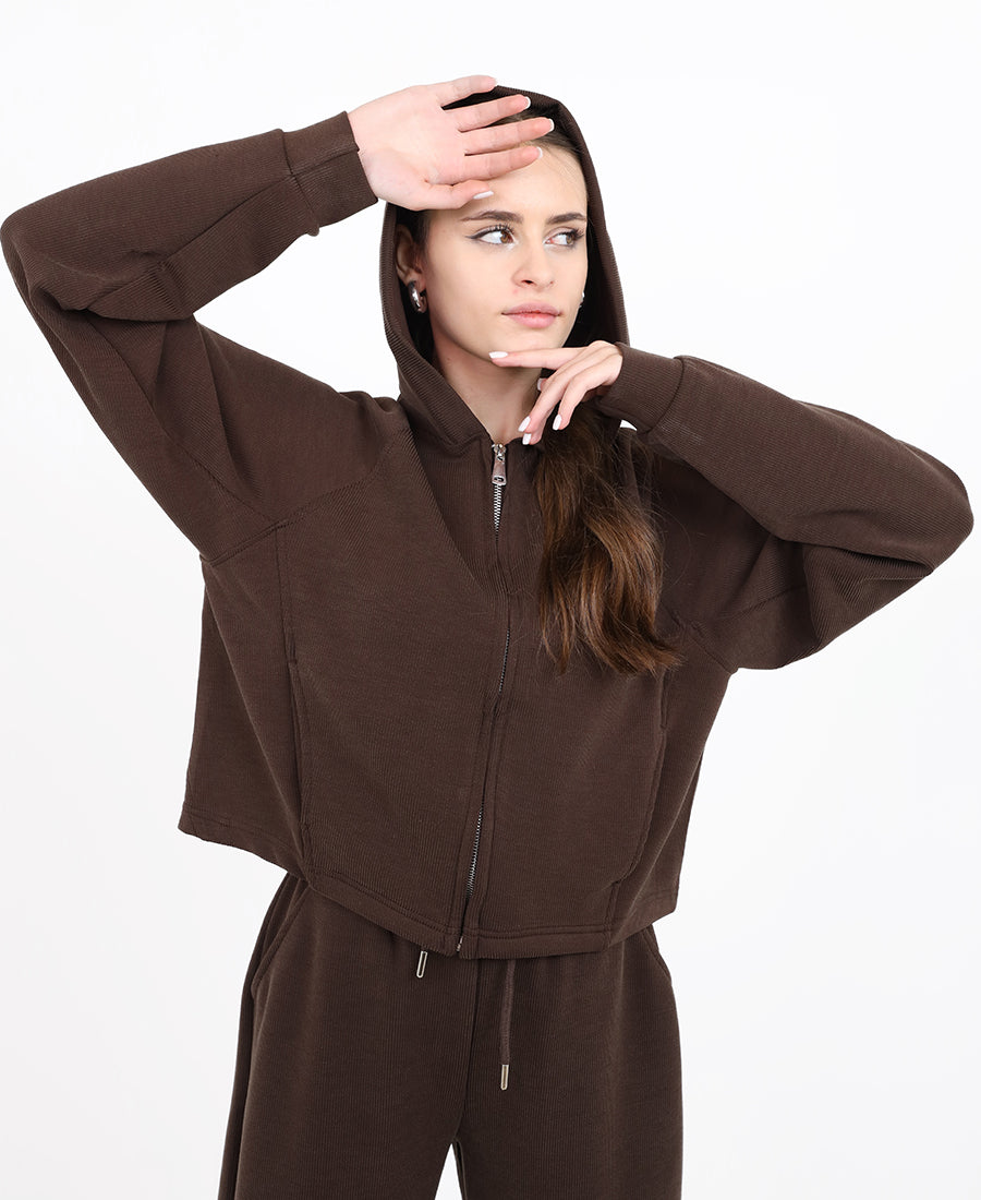 Short ribbed sweatshirt hat