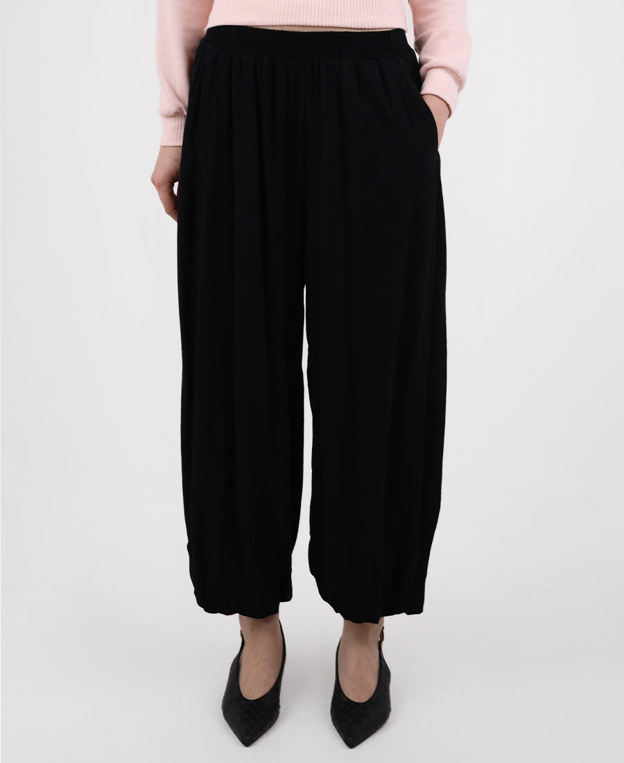 Aladdin pants with elastic waist and puff hem